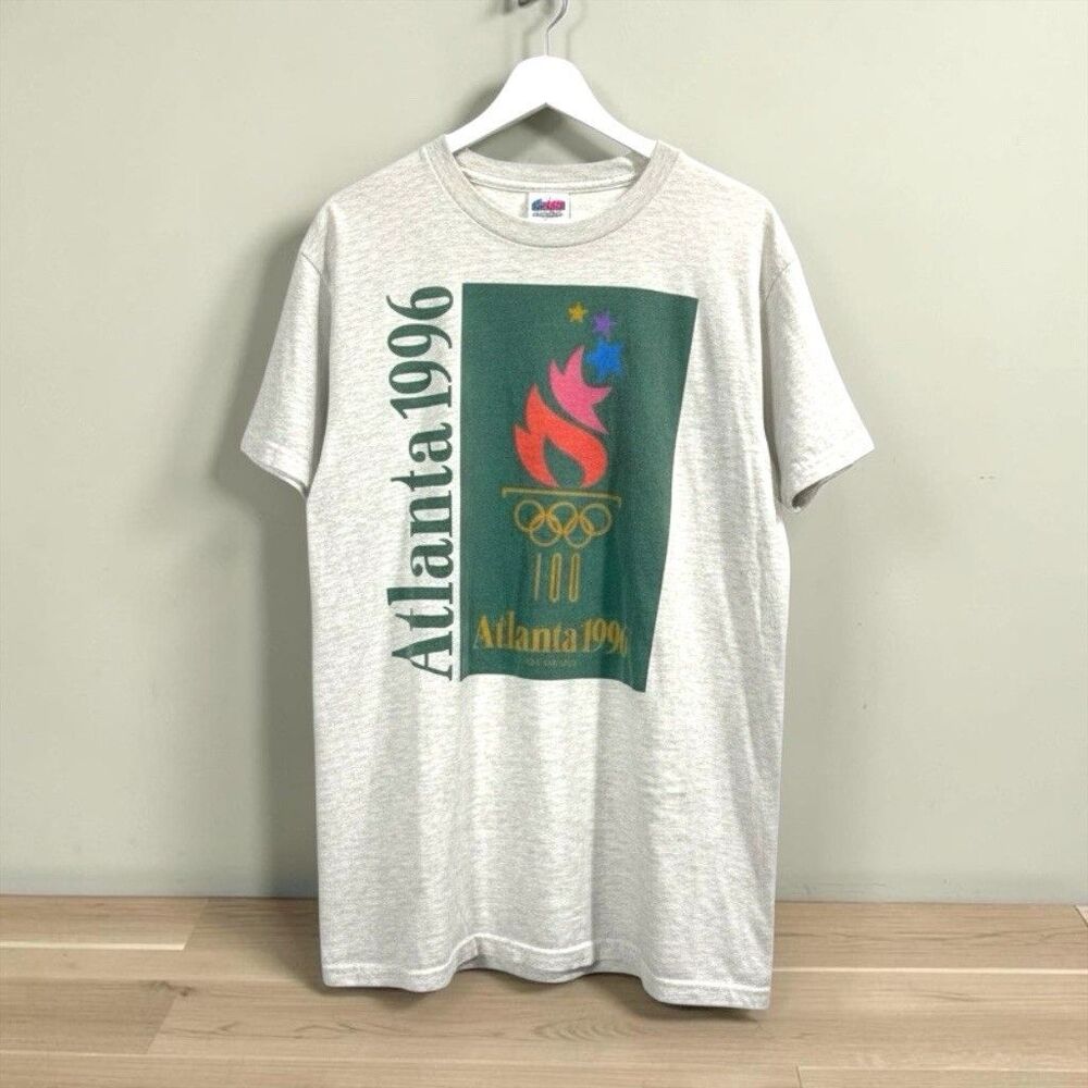 Vintage Atlanta Olympics 1996 T-Shirt Mens Medium White Champion Summer USA 90s